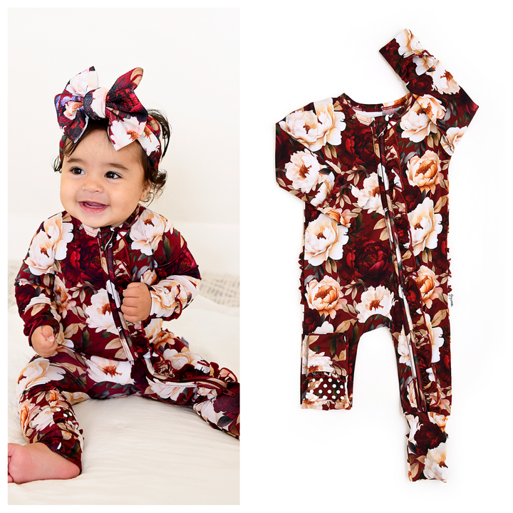 Maya Gigi & Max Newborn Ruffle Zip Bamboo Onesie