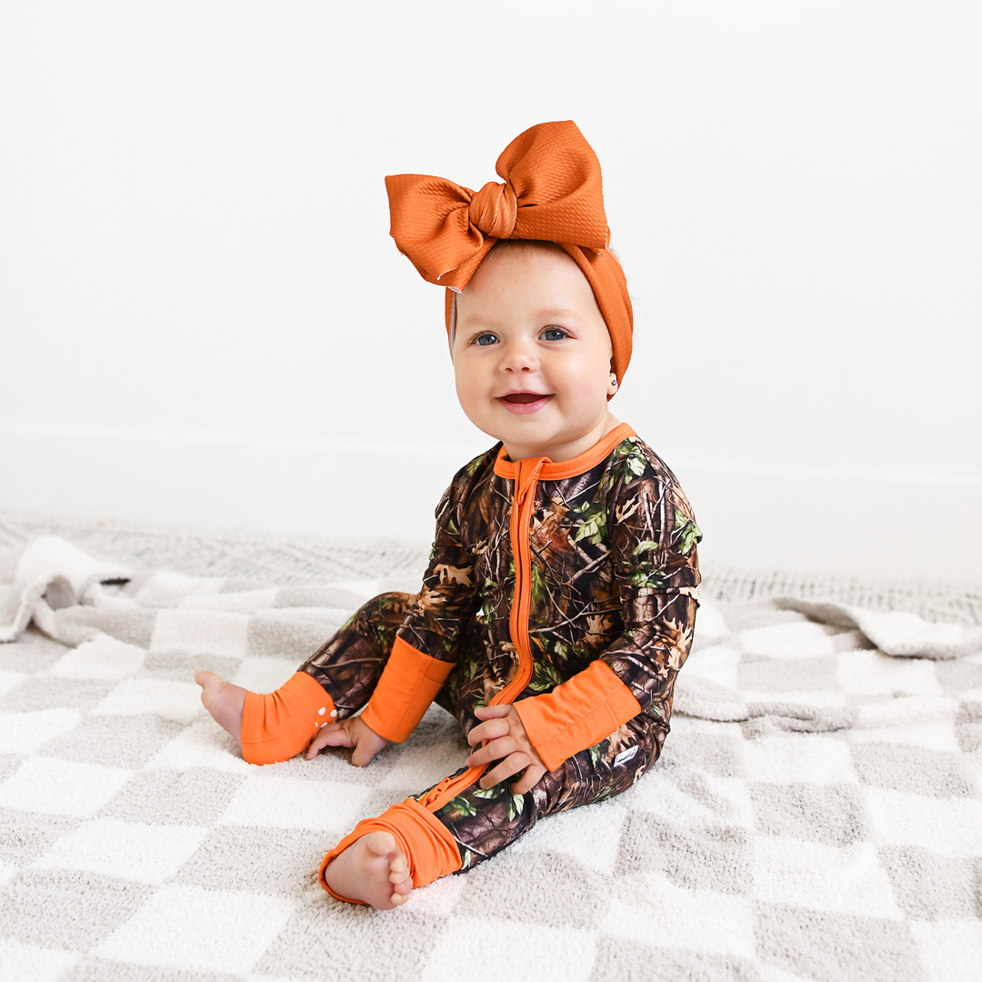 Hunter Camo Gigi & Max Newborn Zip Bamboo Onesie