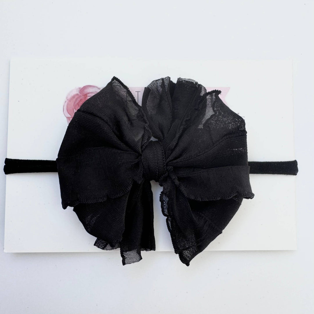 Skinny Mini Ruffled Rockin Royalty Headband- Black