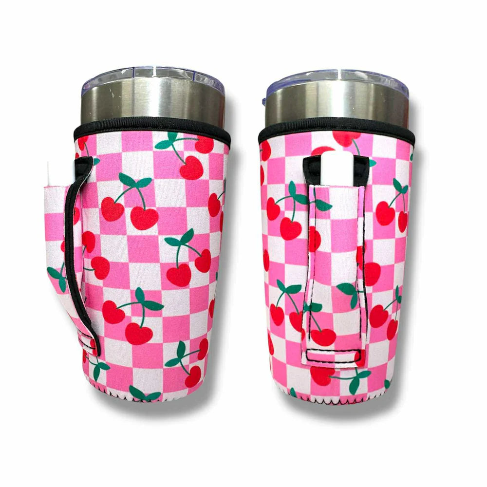 Checker Cherries 20oz Large Coffee / Tea / Tumbler Handler™