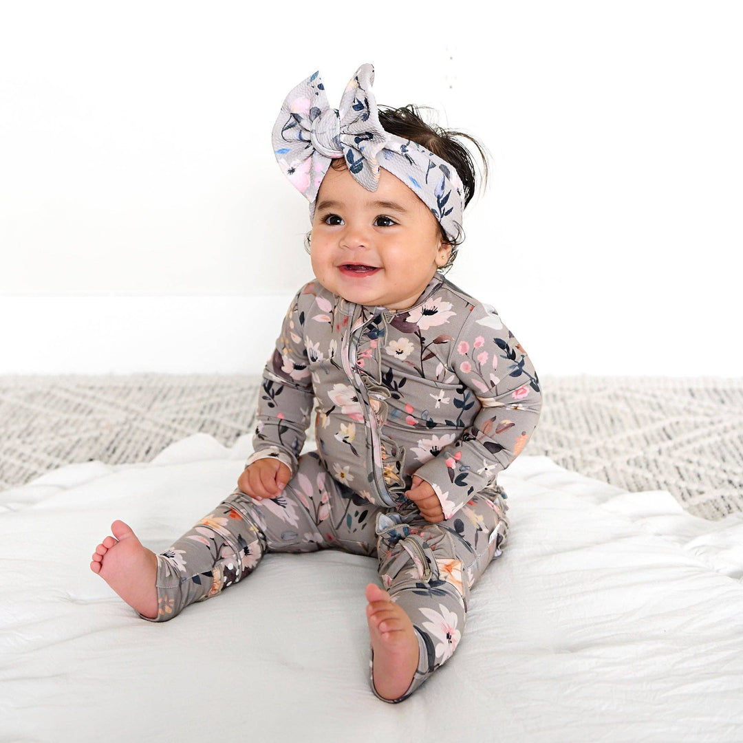 Gigi & Max Newborn Ruffle Zip Bamboo Onesie - TATUM