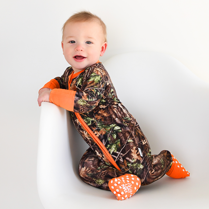 Hunter Camo Gigi & Max Newborn Zip Bamboo Onesie