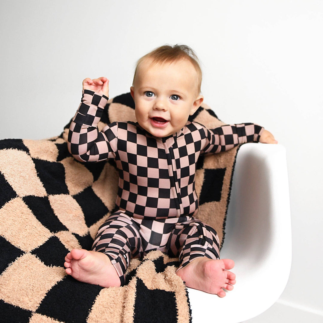 Gigi & Max Newborn Ruffle Zip Bamboo Onesie - BENTLEY