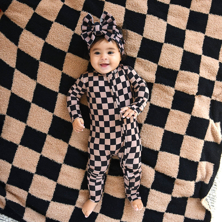 Gigi & Max Newborn Ruffle Zip Bamboo Onesie - BENTLEY