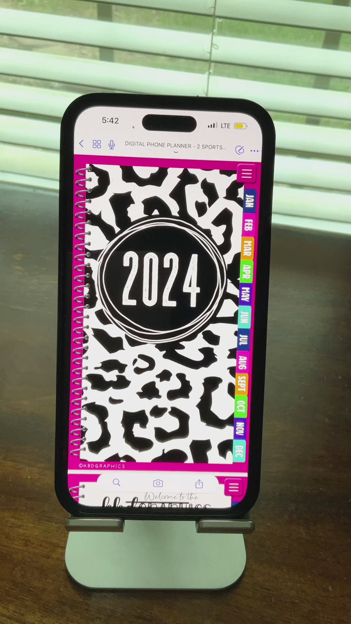 PhoneLife Hourly Digital Planner | Cheer + Baseball | BW Cheetah