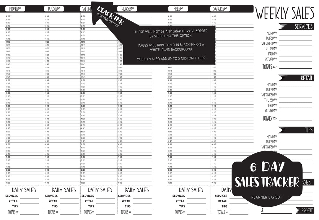 Sales Tracker -  BW STRIPPED FLORAL