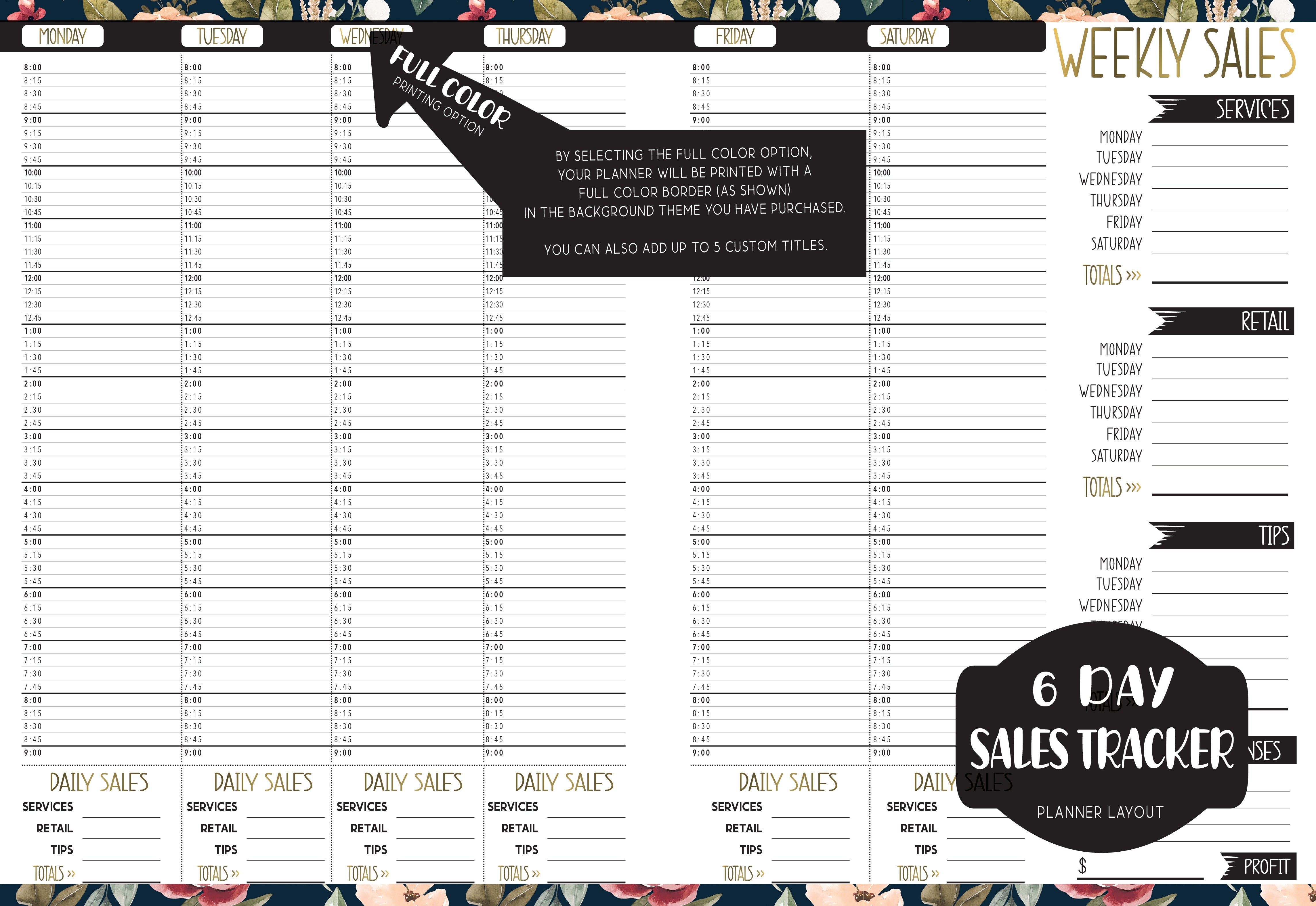 Sales Tracker Appointment Book - CLAIRE FLORAL