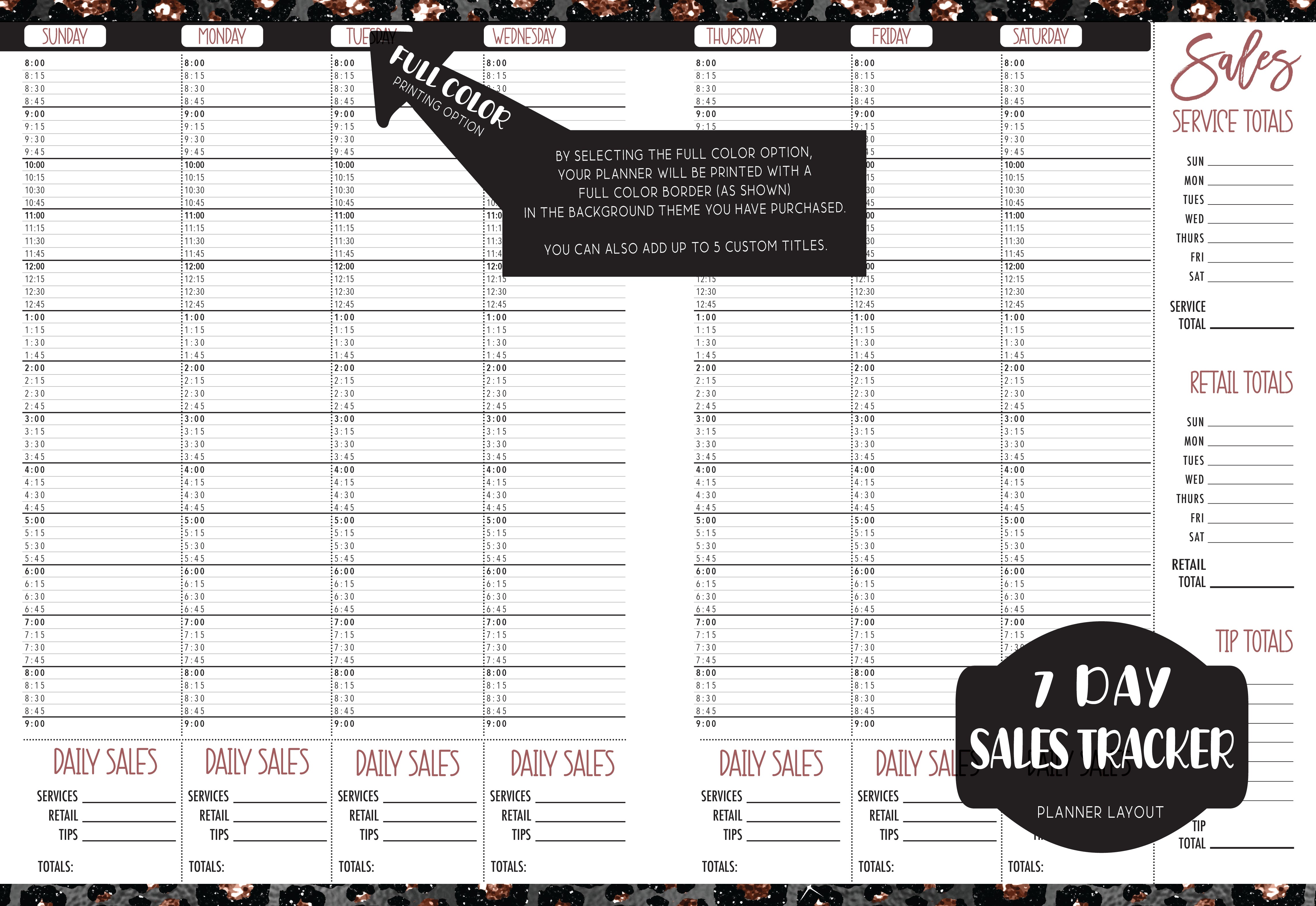 Sales Tracker Appointment Book - PINK BLACK HEARTS