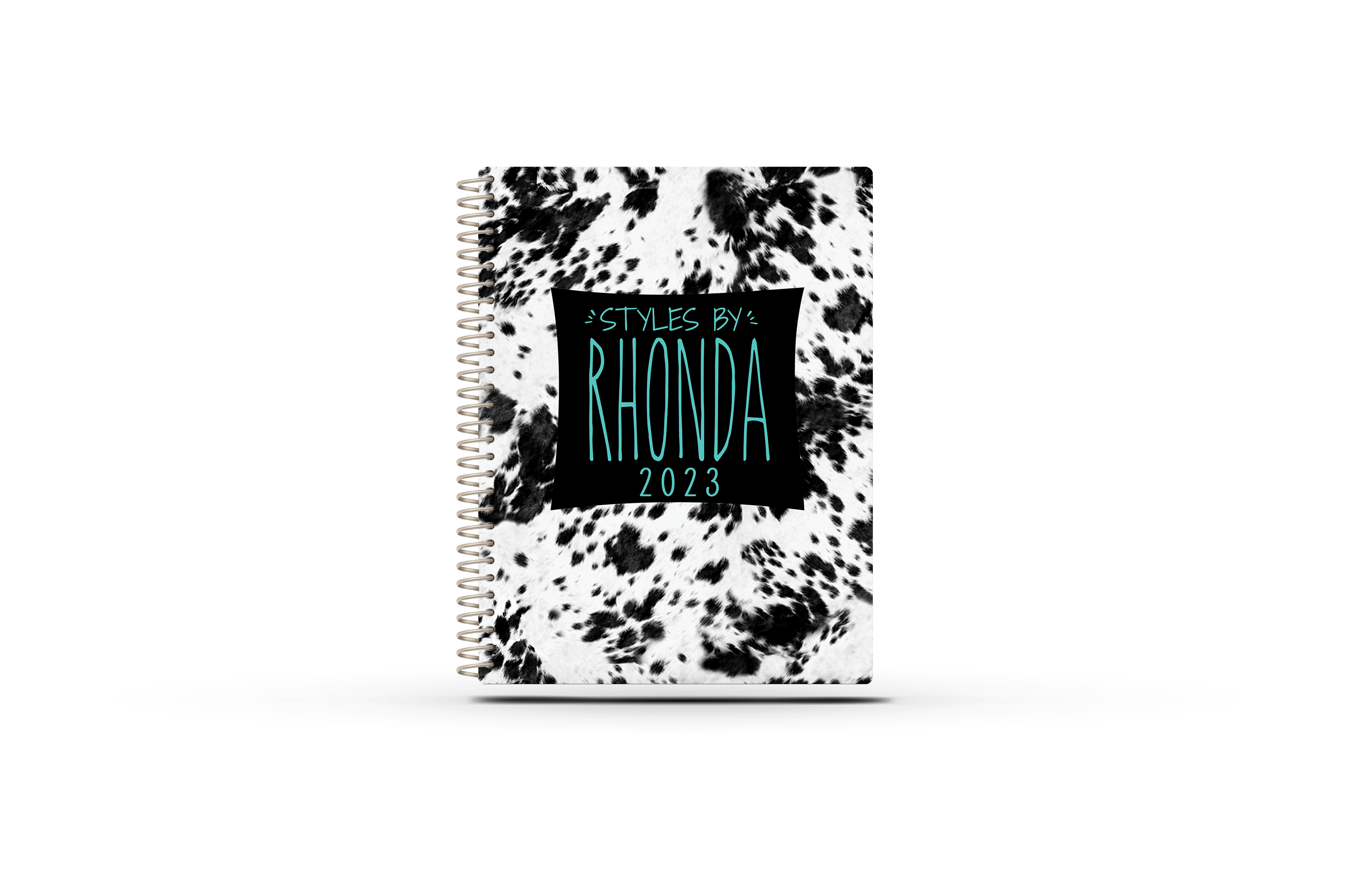 Small Biz Sales Planner - BLACK COWHIDE TORQUOISE