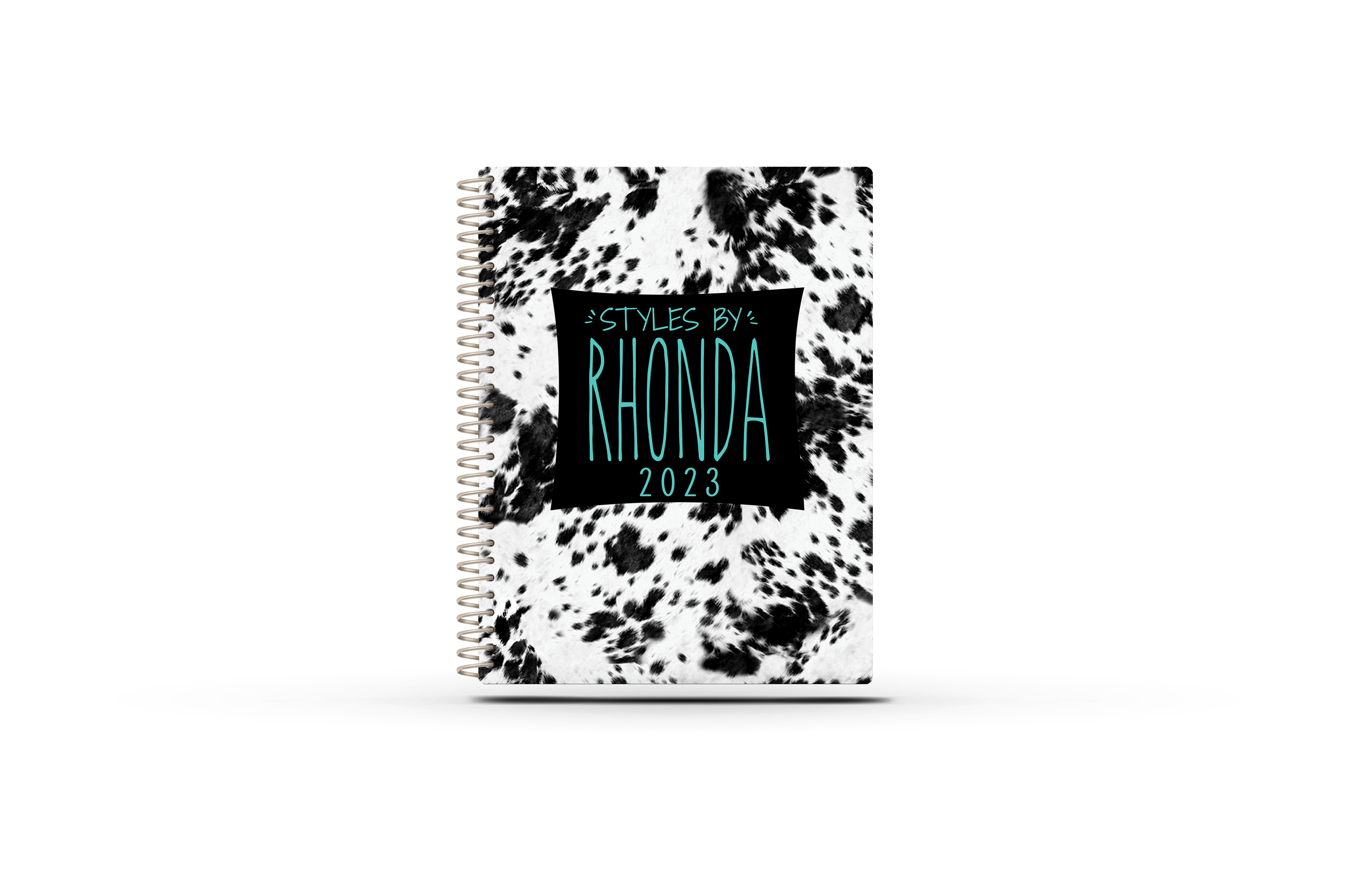 Photography Appointment Book - BLACK COWHIDE TORQUOISE