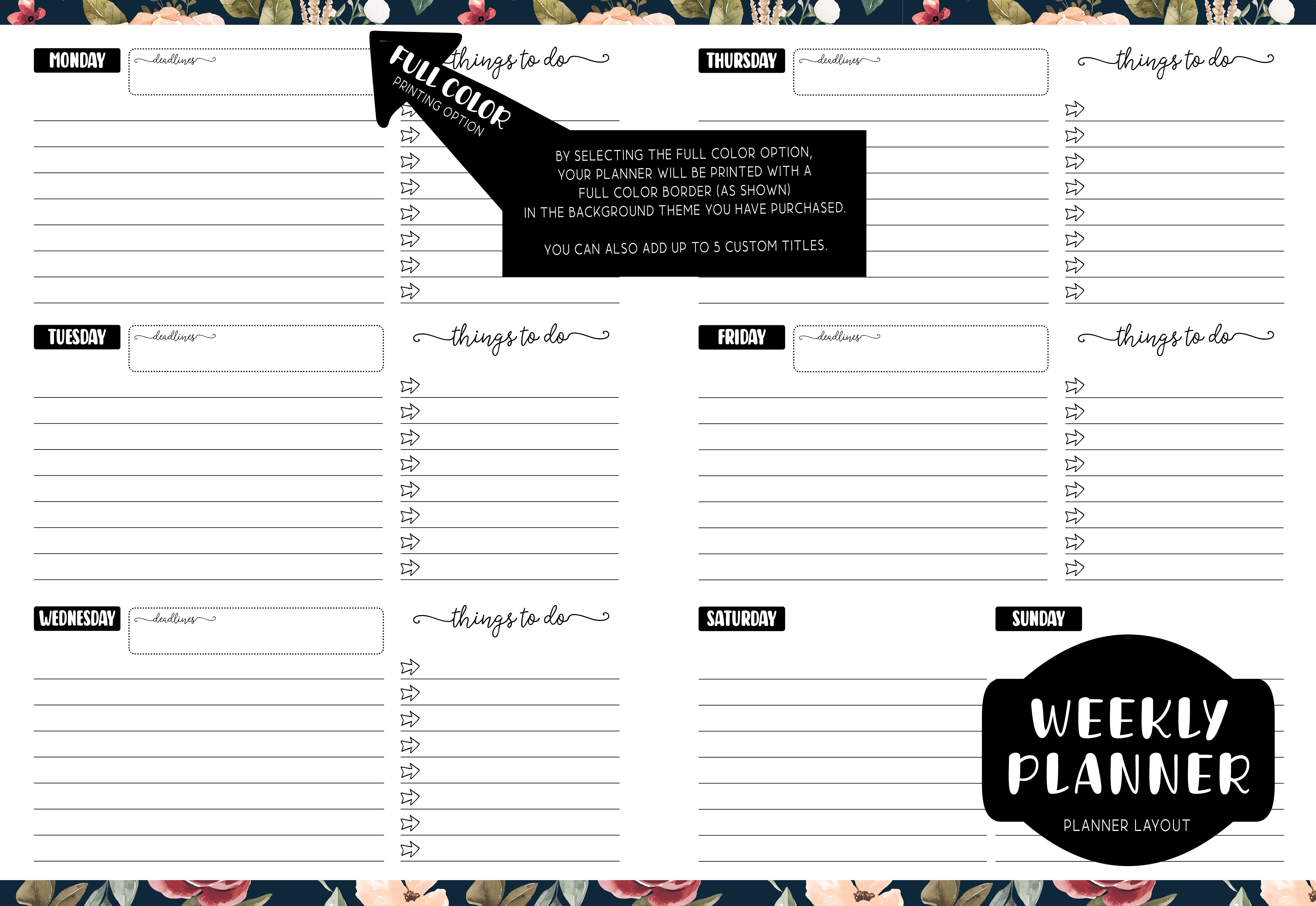 Weekly Planner - AUTUMN NAVY FLORAL