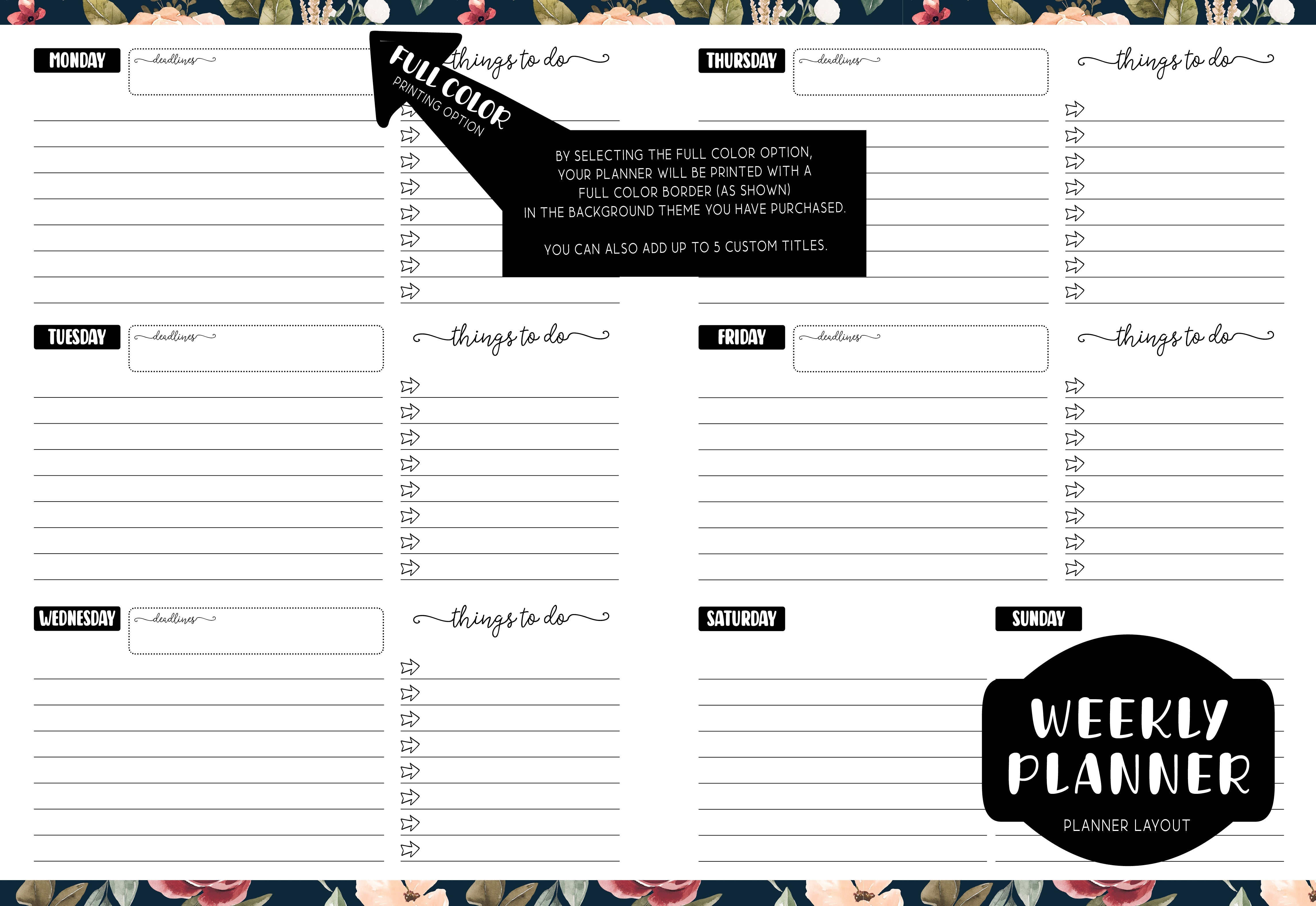 Weekly Planner - USE – KBD Graphics