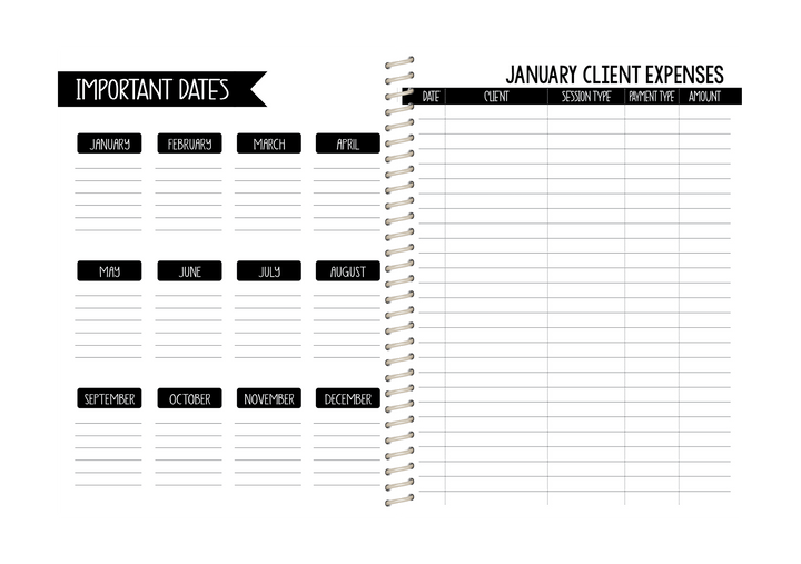 Photography Appointment Book - LEOPARD LIGHT