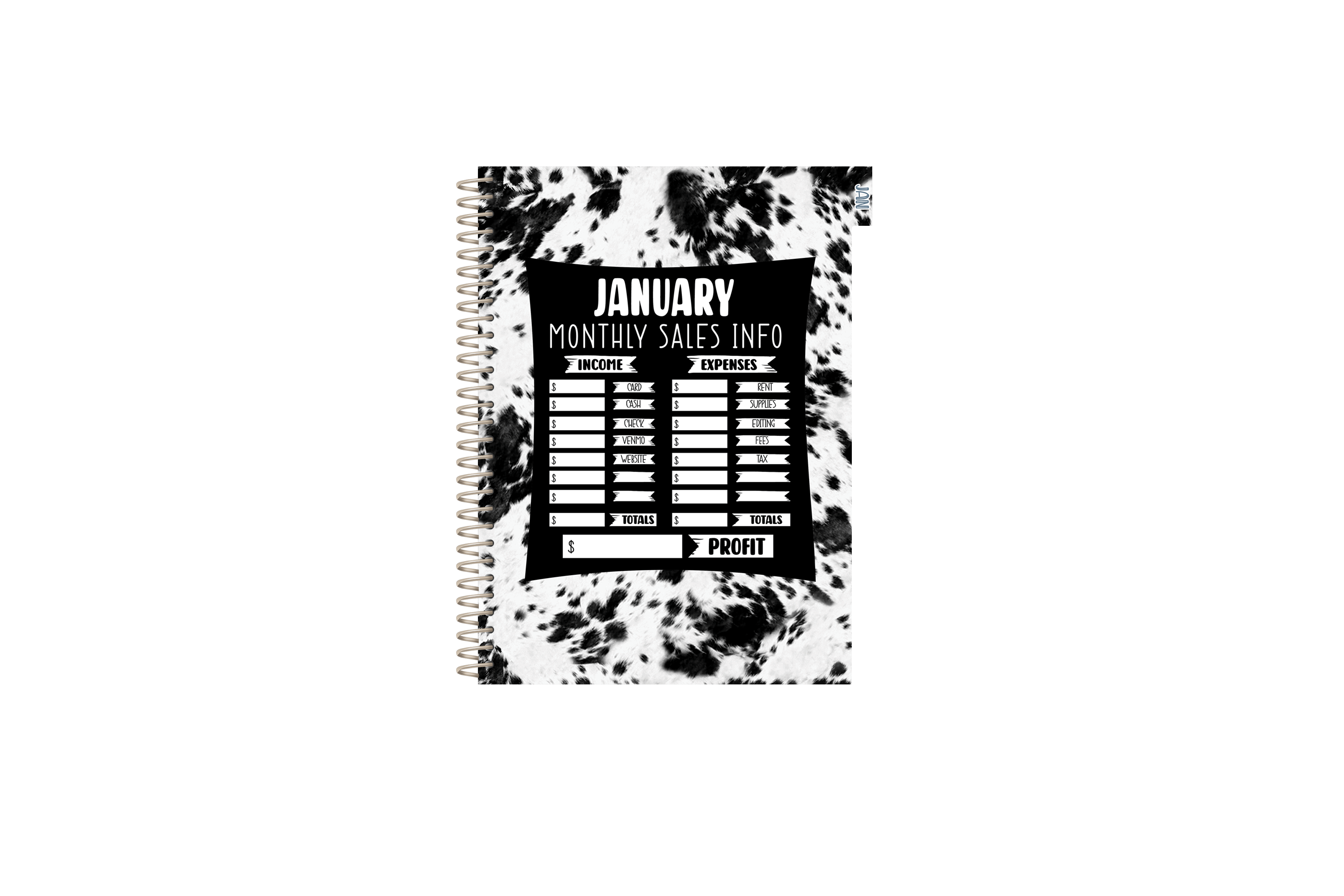 Photography Appointment Book - BLACK COWHIDE TORQUOISE