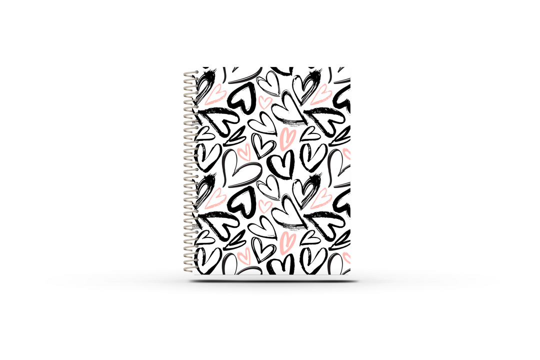Sales Tracker Appointment Book - PINK BLACK HEARTS