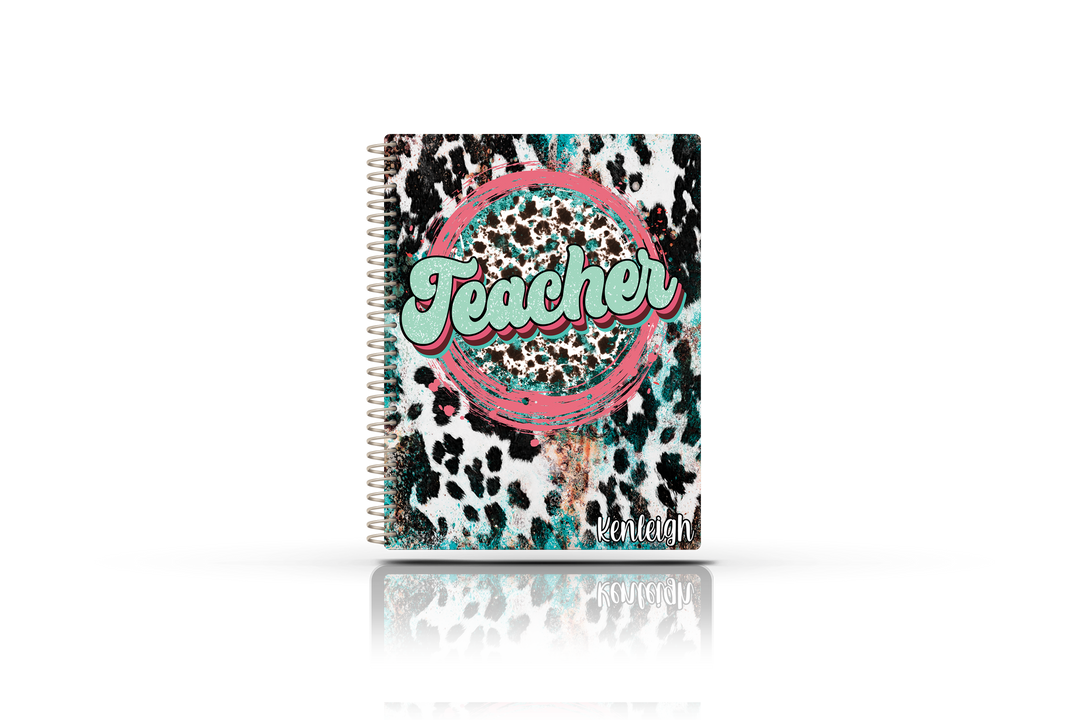 Reading/Writing Teacher Planner -  PINK AQUA COWHIDE