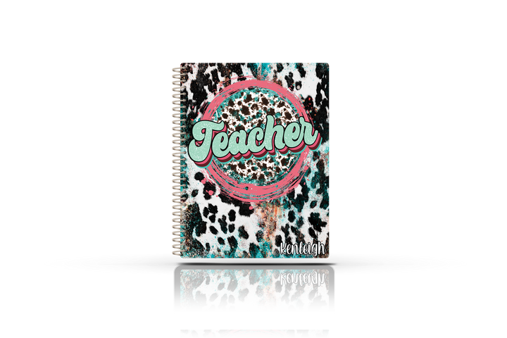 Reading/Writing Teacher Planner -  PINK AQUA COWHIDE