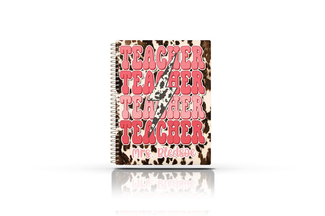 Reading/Writing Teacher Planner -  PINK TEACHER COWHIDE